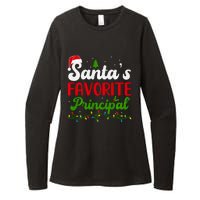 Funny SantaS Favorite Principal Christmas Santa Hat Lights Long Sleeve Womens CVC Long Sleeve Shirt