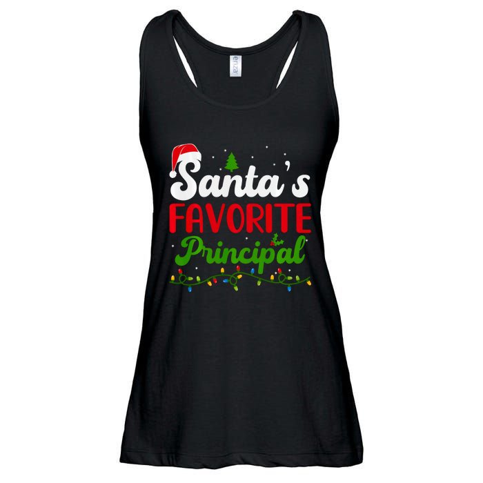 Funny SantaS Favorite Principal Christmas Santa Hat Lights Long Sleeve Ladies Essential Flowy Tank