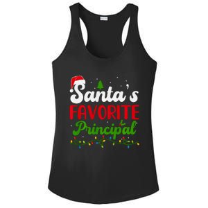 Funny SantaS Favorite Principal Christmas Santa Hat Lights Long Sleeve Ladies PosiCharge Competitor Racerback Tank