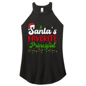 Funny SantaS Favorite Principal Christmas Santa Hat Lights Long Sleeve Women's Perfect Tri Rocker Tank