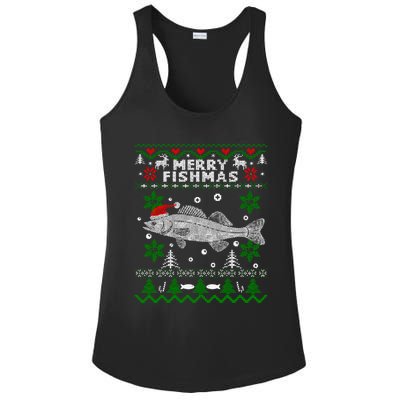 Fishing Santa Fishing Pajamas Ugly Christmas Merry Fishmas Cute Gift Ladies PosiCharge Competitor Racerback Tank