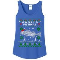 Fishing Santa Fishing Pajamas Ugly Christmas Merry Fishmas Cute Gift Ladies Essential Tank