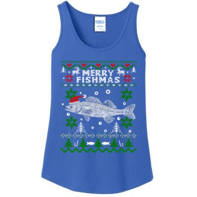 Fishing Santa Fishing Pajamas Ugly Christmas Merry Fishmas Cute Gift Ladies Essential Tank