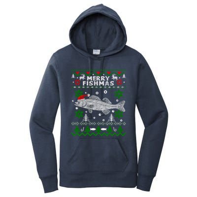 Fishing Santa Fishing Pajamas Ugly Christmas Merry Fishmas Cute Gift Women's Pullover Hoodie