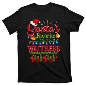 Funny SantaS Favorite Waitress Christmas Santa Hat Light T-Shirt