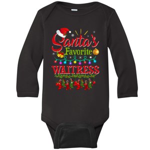 Funny SantaS Favorite Waitress Christmas Santa Hat Light Baby Long Sleeve Bodysuit