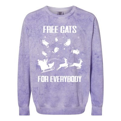 Funny Santa Free Cats For Everybody Sarcastic Christmas Cute Gift Colorblast Crewneck Sweatshirt