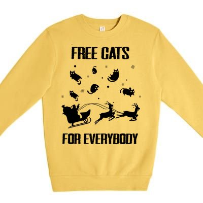 Funny Santa Free Cats For Everybody Sarcastic Christmas Cute Gift Premium Crewneck Sweatshirt