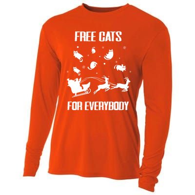 Funny Santa Free Cats For Everybody Sarcastic Christmas Cute Gift Cooling Performance Long Sleeve Crew