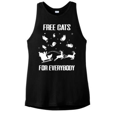 Funny Santa Free Cats For Everybody Sarcastic Christmas Cute Gift Ladies PosiCharge Tri-Blend Wicking Tank