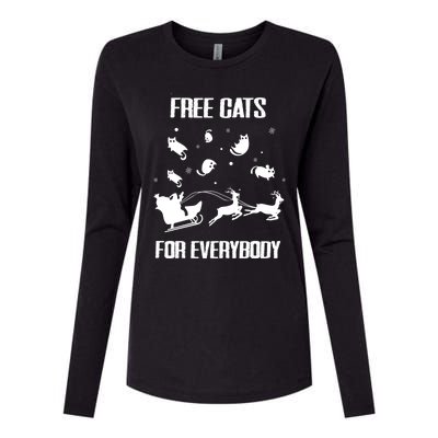 Funny Santa Free Cats For Everybody Sarcastic Christmas Cute Gift Womens Cotton Relaxed Long Sleeve T-Shirt