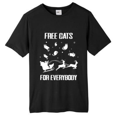 Funny Santa Free Cats For Everybody Sarcastic Christmas Cute Gift Tall Fusion ChromaSoft Performance T-Shirt