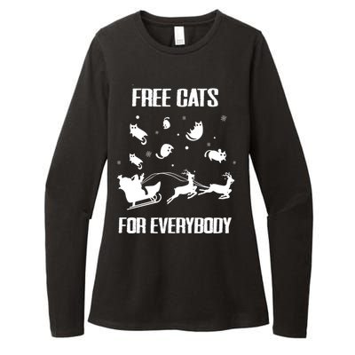 Funny Santa Free Cats For Everybody Sarcastic Christmas Cute Gift Womens CVC Long Sleeve Shirt