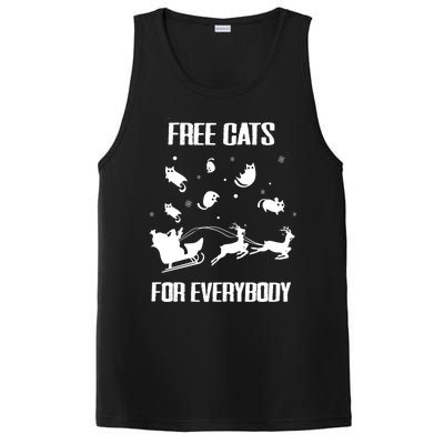 Funny Santa Free Cats For Everybody Sarcastic Christmas Cute Gift PosiCharge Competitor Tank