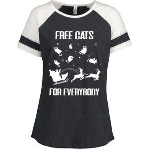 Funny Santa Free Cats For Everybody Sarcastic Christmas Cute Gift Enza Ladies Jersey Colorblock Tee