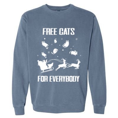 Funny Santa Free Cats For Everybody Sarcastic Christmas Cute Gift Garment-Dyed Sweatshirt