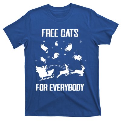 Funny Santa Free Cats For Everybody Sarcastic Christmas Cute Gift T-Shirt