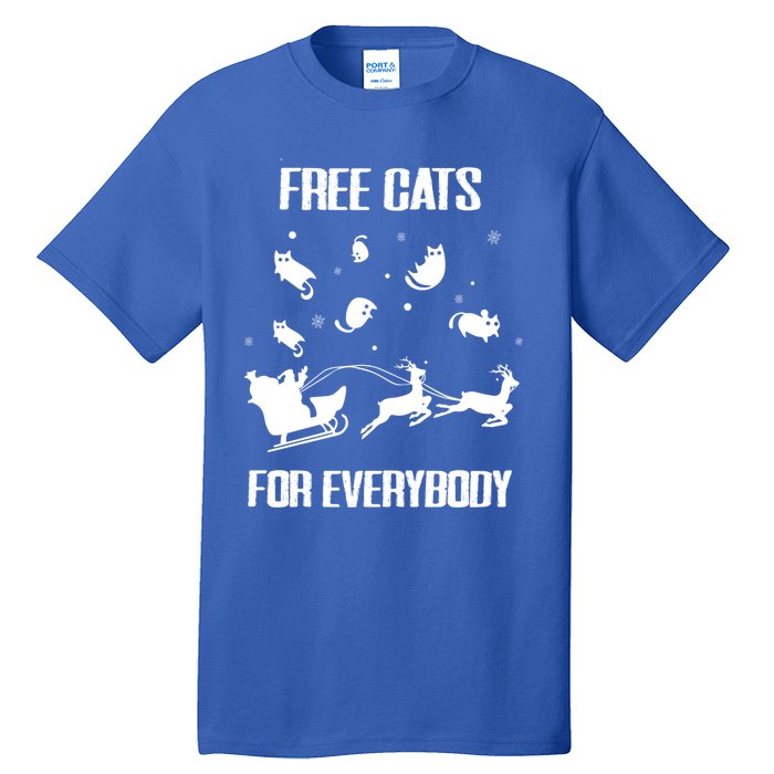 Funny Santa Free Cats For Everybody Sarcastic Christmas Cute Gift Tall T-Shirt