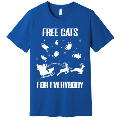 Funny Santa Free Cats For Everybody Sarcastic Christmas Cute Gift Premium T-Shirt