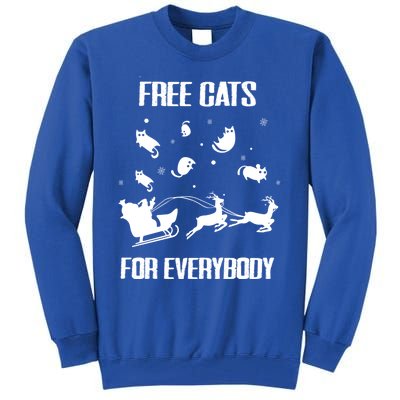 Funny Santa Free Cats For Everybody Sarcastic Christmas Cute Gift Tall Sweatshirt