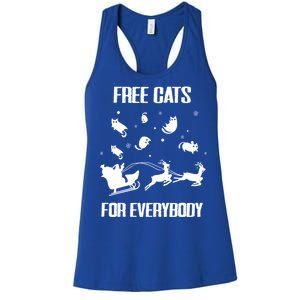 Funny Santa Free Cats For Everybody Sarcastic Christmas Cute Gift Women's Racerback Tank