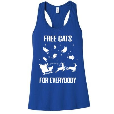 Funny Santa Free Cats For Everybody Sarcastic Christmas Cute Gift Women's Racerback Tank