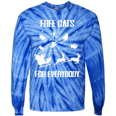 Funny Santa Free Cats For Everybody Sarcastic Christmas Cute Gift Tie-Dye Long Sleeve Shirt