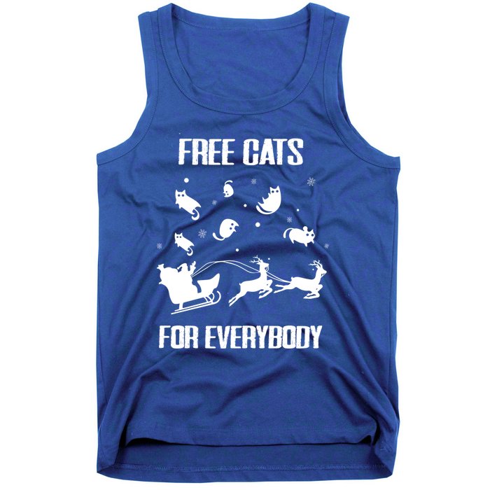 Funny Santa Free Cats For Everybody Sarcastic Christmas Cute Gift Tank Top