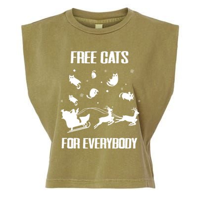 Funny Santa Free Cats For Everybody Sarcastic Christmas Cute Gift Garment-Dyed Women's Muscle Tee