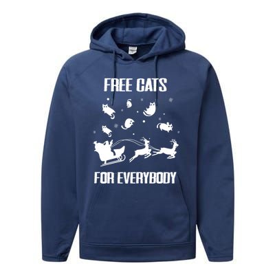 Funny Santa Free Cats For Everybody Sarcastic Christmas Cute Gift Performance Fleece Hoodie