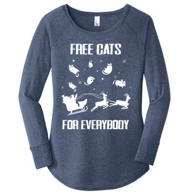 Funny Santa Free Cats For Everybody Sarcastic Christmas Cute Gift Women's Perfect Tri Tunic Long Sleeve Shirt