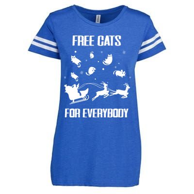 Funny Santa Free Cats For Everybody Sarcastic Christmas Cute Gift Enza Ladies Jersey Football T-Shirt