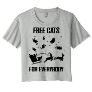 Funny Santa Free Cats For Everybody Sarcastic Christmas Cute Gift Women's Crop Top Tee