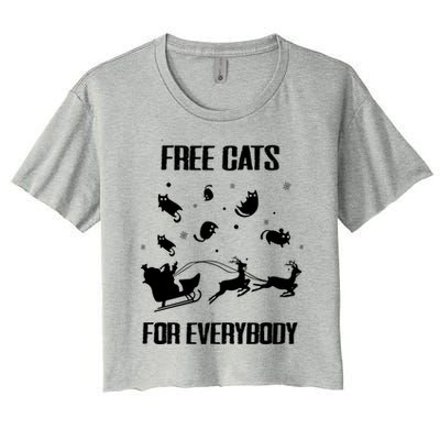 Funny Santa Free Cats For Everybody Sarcastic Christmas Cute Gift Women's Crop Top Tee