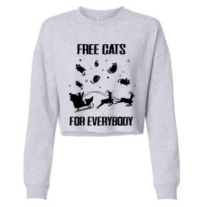 Funny Santa Free Cats For Everybody Sarcastic Christmas Cute Gift Cropped Pullover Crew