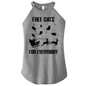 Funny Santa Free Cats For Everybody Sarcastic Christmas Cute Gift Women's Perfect Tri Rocker Tank