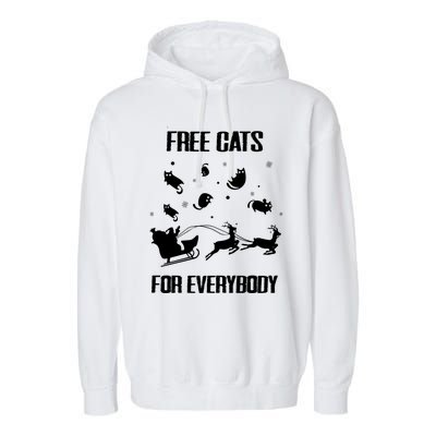 Funny Santa Free Cats For Everybody Sarcastic Christmas Cute Gift Garment-Dyed Fleece Hoodie