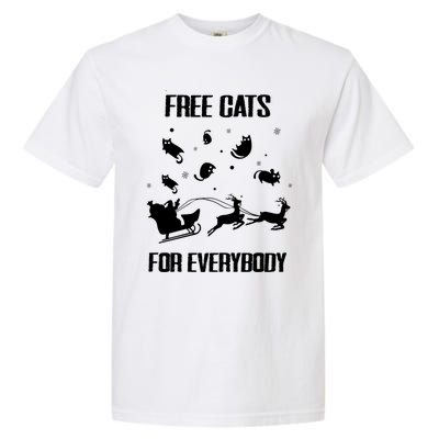 Funny Santa Free Cats For Everybody Sarcastic Christmas Cute Gift Garment-Dyed Heavyweight T-Shirt