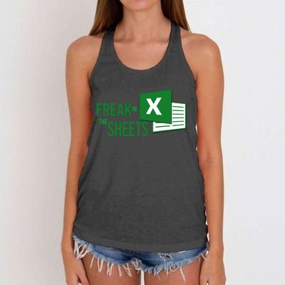 Funny Spreadsheet Freak In The Sheets Accountant Women's Knotted Racerback Tank