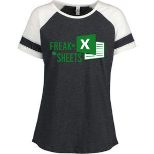 Funny Spreadsheet Freak In The Sheets Accountant Enza Ladies Jersey Colorblock Tee