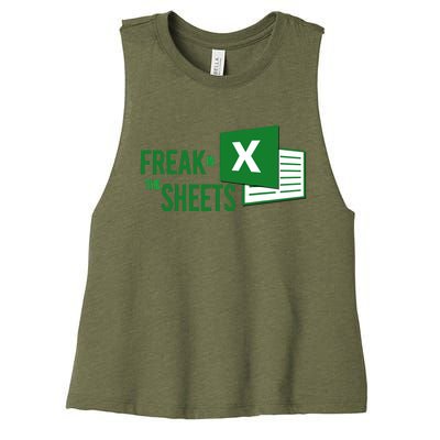 Funny Spreadsheet Freak In The Sheets Accountant Women's Racerback Cropped Tank