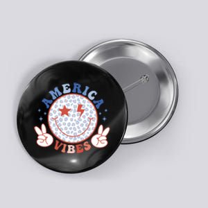 Funny Smliey Face 4th Of July America Vibes Gift Button