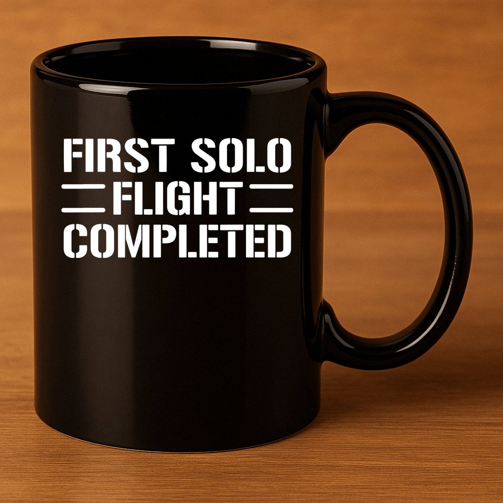 First Solo Flight Completed Pilot Student Tee Gift 11oz C Handle Ceramic Mug