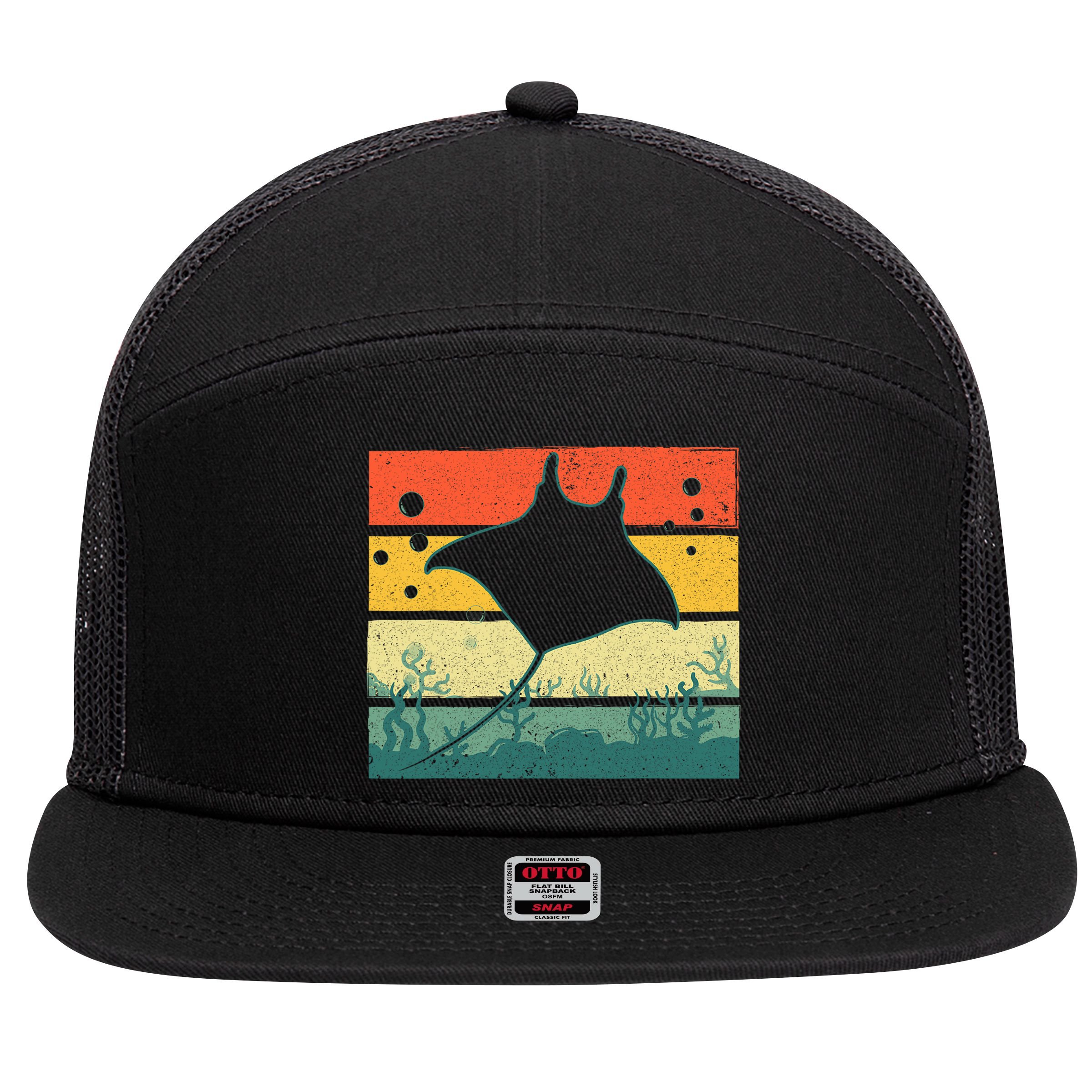 Funny Stingray For Men Women Kids Ocean Animal Lovers 7 Panel Mesh Trucker Snapback Hat