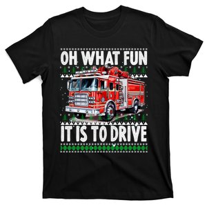 Firefighter Son Family Ugly Christmas Oh What Fine It Is To Drive T-Shirt