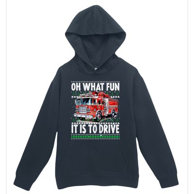 Firefighter Son Family Ugly Christmas Oh What Fine It Is To Drive Urban Pullover Hoodie