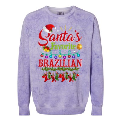 Funny SantaS Favorite Brazilian Christmas Santa Hat Light Colorblast Crewneck Sweatshirt