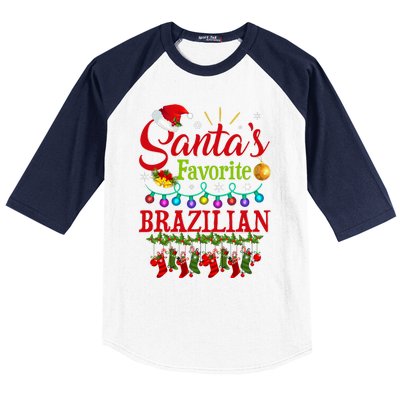 Funny SantaS Favorite Brazilian Christmas Santa Hat Light Baseball Sleeve Shirt