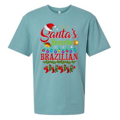 Funny SantaS Favorite Brazilian Christmas Santa Hat Light Sueded Cloud Jersey T-Shirt