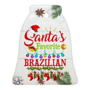 Funny SantaS Favorite Brazilian Christmas Santa Hat Light Ceramic Bell Ornament